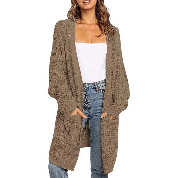 🍂NWT Batwing Sleeve Open Front Chunky Cable Knit Cardigan Sweater🍂 - Picture 3 of 7